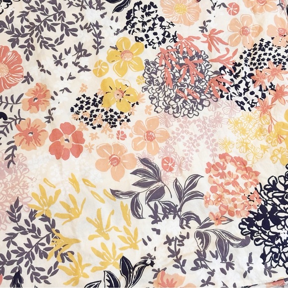 GARNET HILL Multicolor MEADOW FLORAL Organic Cotton Duvet Cover Button Close - Picture 5 of 13